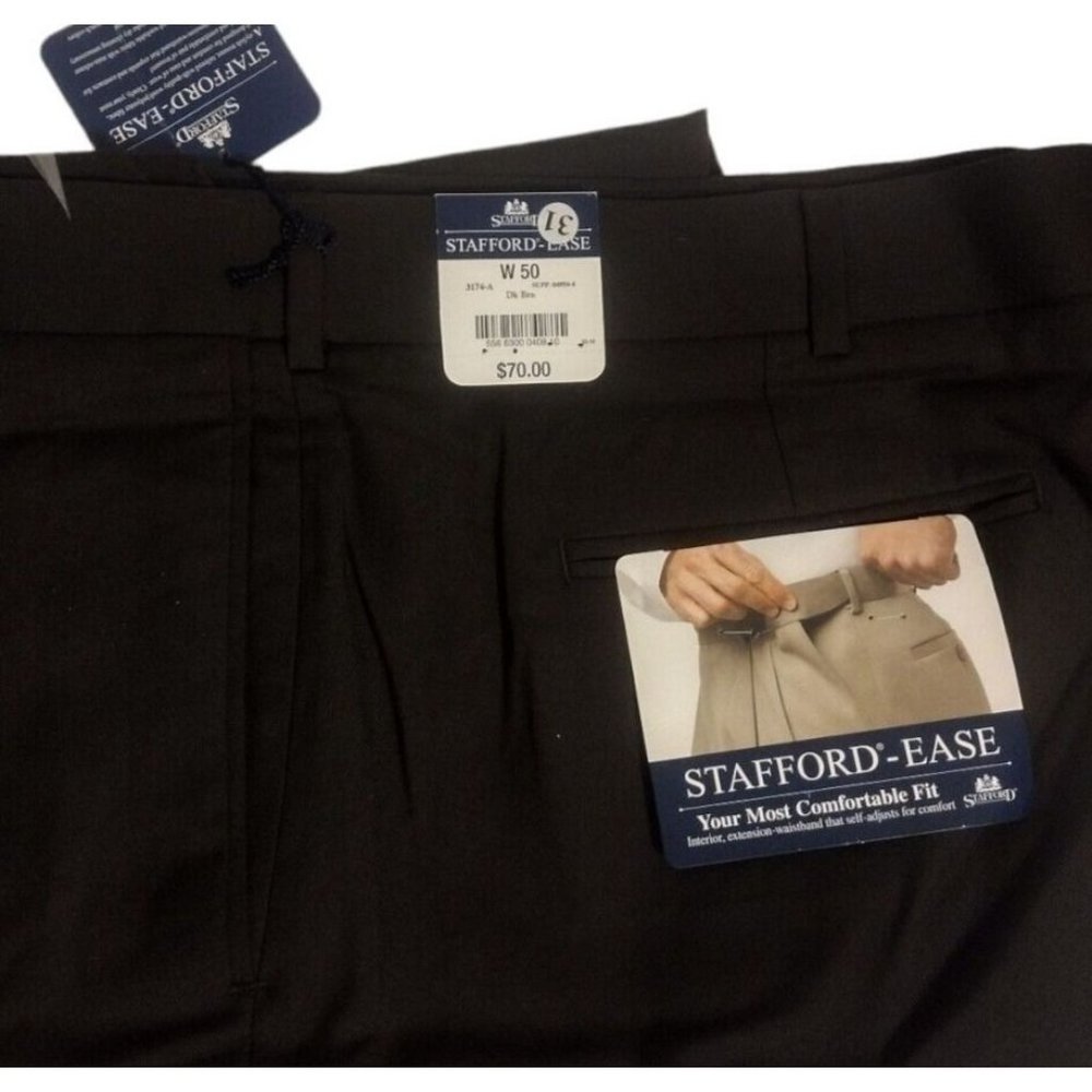 Stafford NEW Wool Pleated Cuffed Tapered Men's Dress Pants Size 50x31